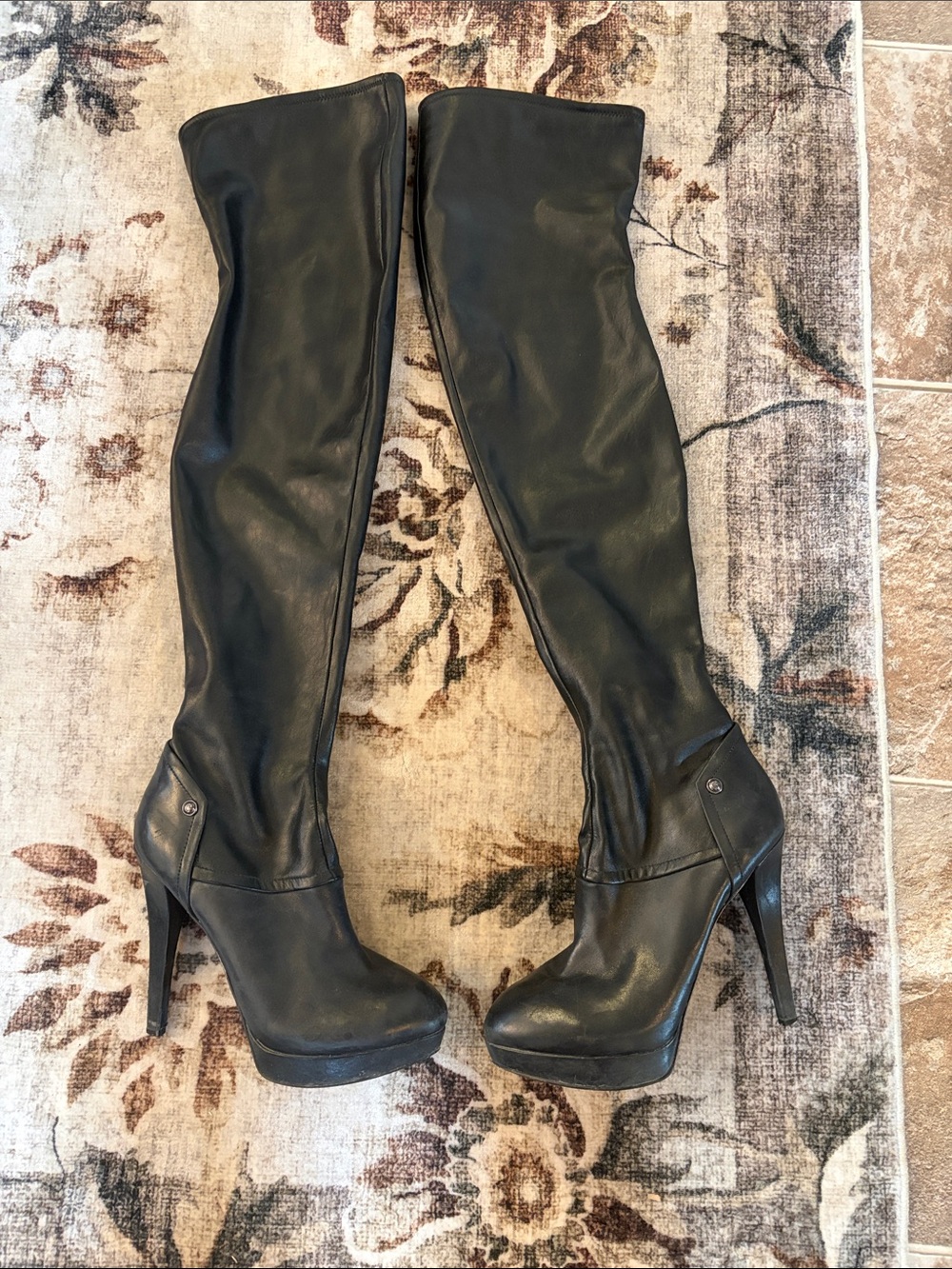 GUESS Black Over-the-Knee Platform Stiletto Boots